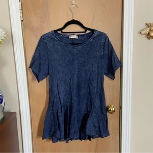 Altar’d State blue distressed ruffle top